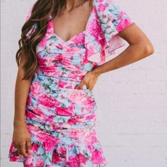 These Three Boutique Ruched Mini Dress - Picture 1 of 2